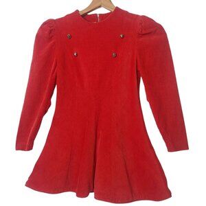 Vintage J L Hudson California Fashions Girls Dress Red Corduroy Bells Zip READ